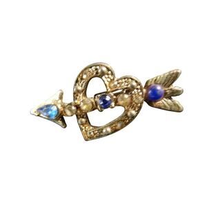 Vintage Cupid's Arrow Through Heart Brooch